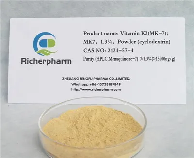 vitaminas K2 (MK-7); MK7, 1,3%, milteliai (ciklodekstrinas) CAS 2124-57-4